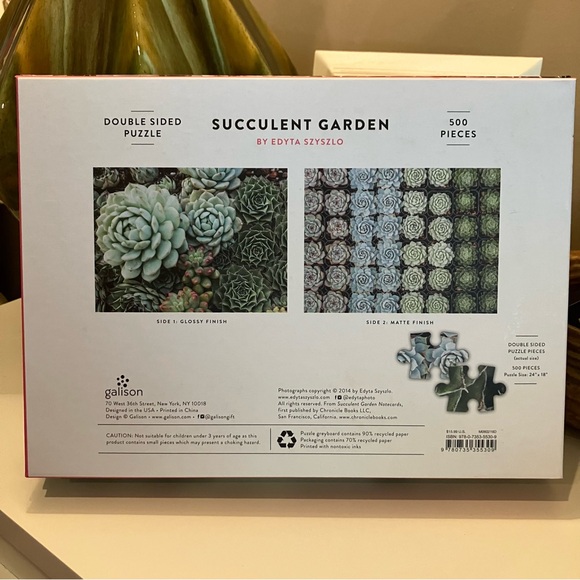Galison Succulent Garden Double-Sided 500 Piece Jigsaw Puzzle - Picture 3 of 4
